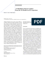 The Implementation of Mindfulness-Based Cognitive Therapy: Learning From The UK Health Service Experience