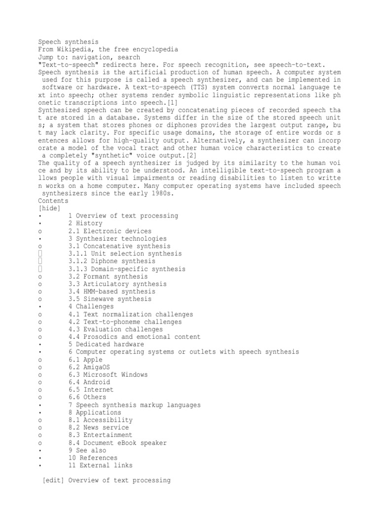 Speech Synthesis PDF Speech Synthesis Human Voice