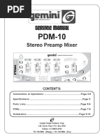 GEMINI PDM-10 Stereo Preamp Mixe PRO Service Manual