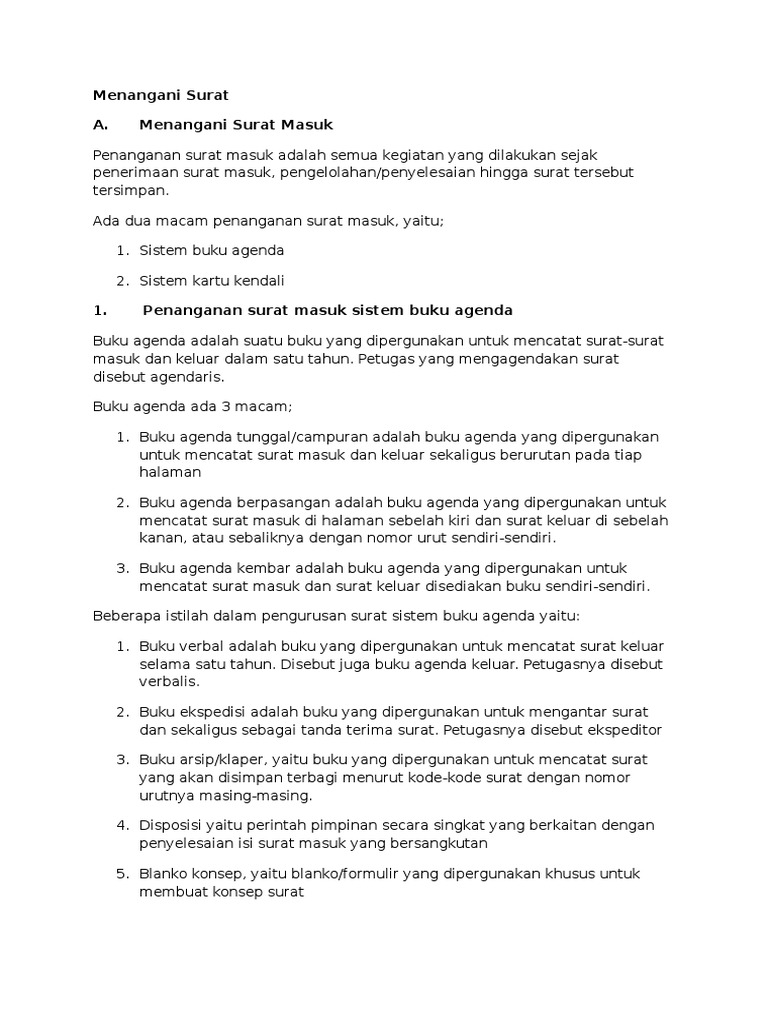 Menangani Surat Dalam Buku Agenda