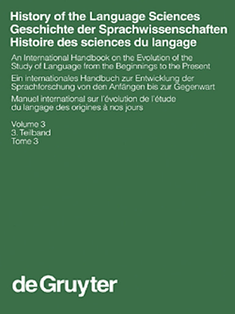 Et Al. Sylvain Auroux Editor History of The Language Sciences An