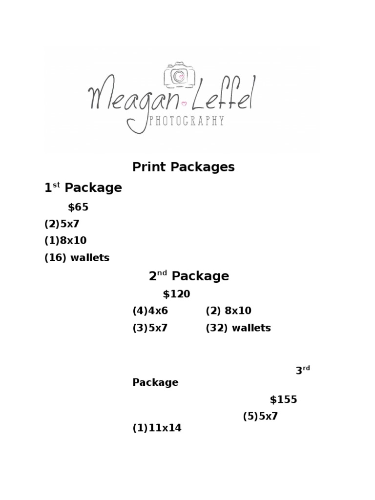 Affordable Print Package Options | PDF