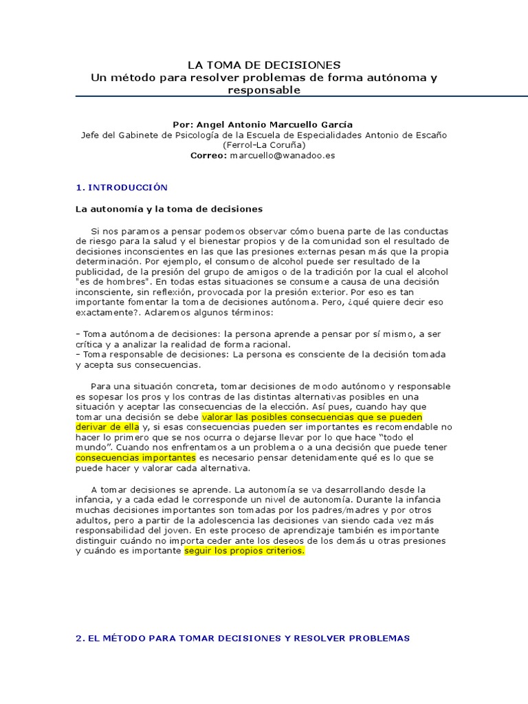 La Toma de Decisiones | PDF | Toma de decisiones | Epistemología