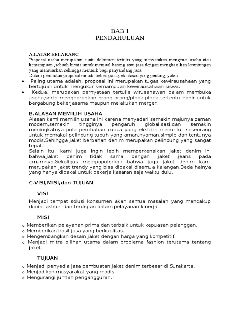 Contoh Proposal Usaha Jasa