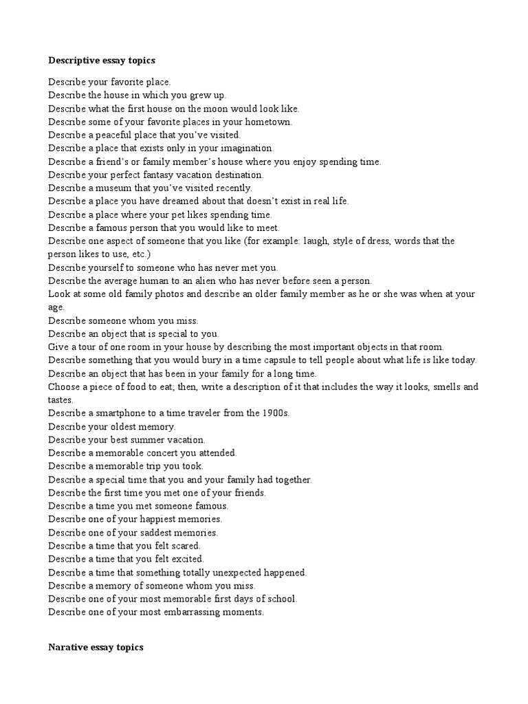 Good Descriptive Essay Topics and Writing Tips