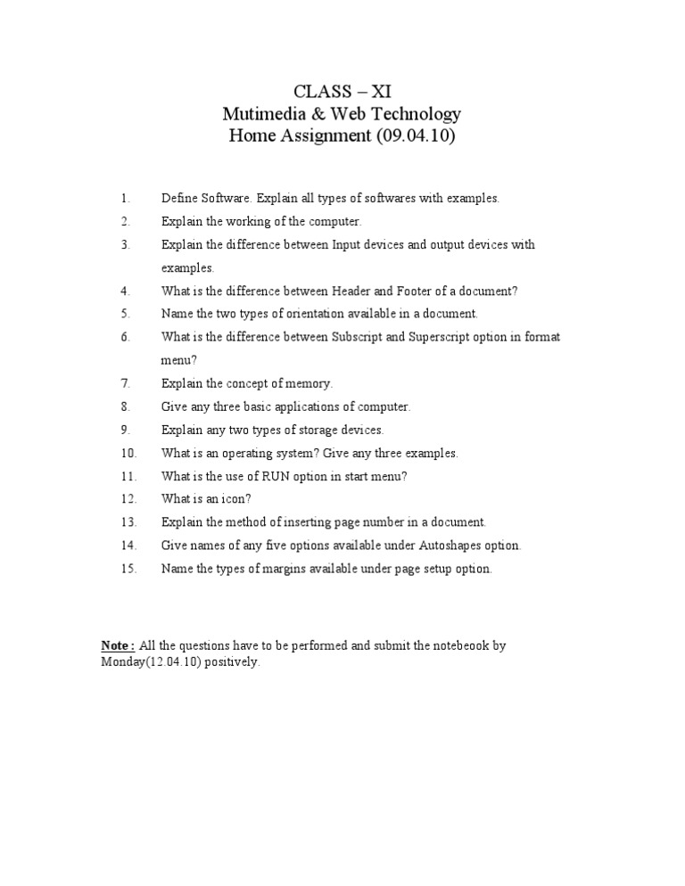 Multimedia & Web Tech Class XI Assignment | PDF