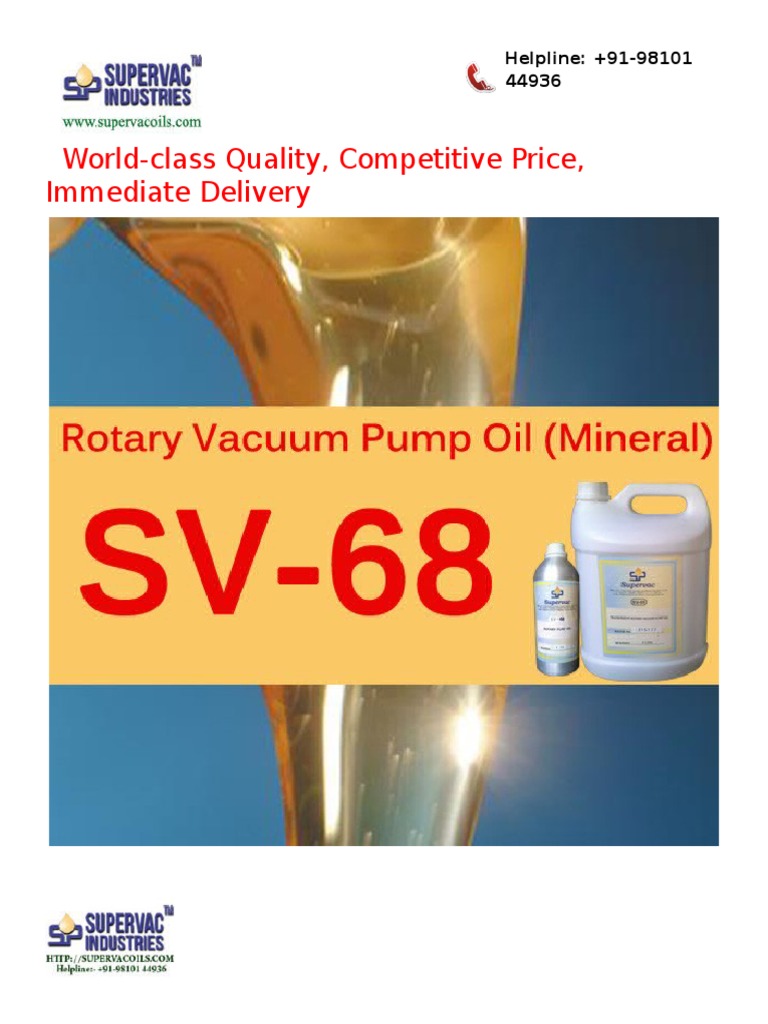 Double Distilled Organic Rotary Vacuum Pump Oil SV68 PDF Vacuum Distillation