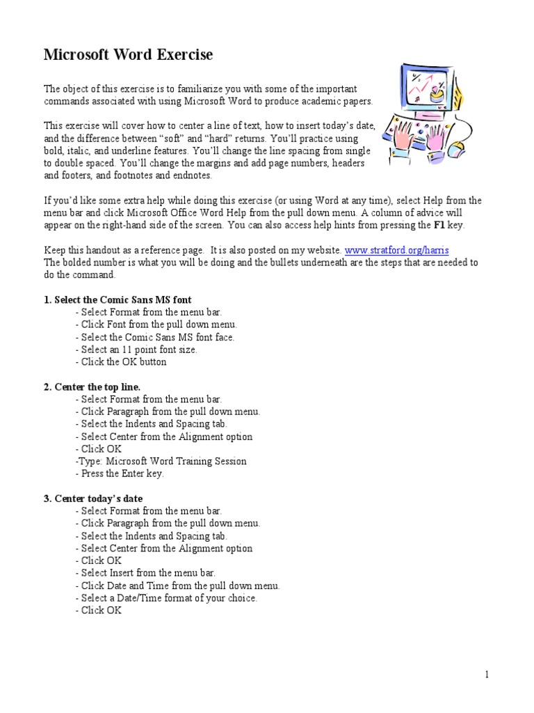 Microsoft Word Exercise | PDF | Microsoft Word | Paragraph