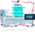 Romeo A. Reambonanza, JR.: Certificate of Recognition