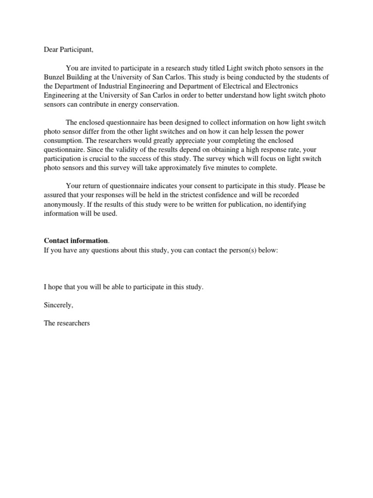 Transmittal Letter for Research Study | PDF