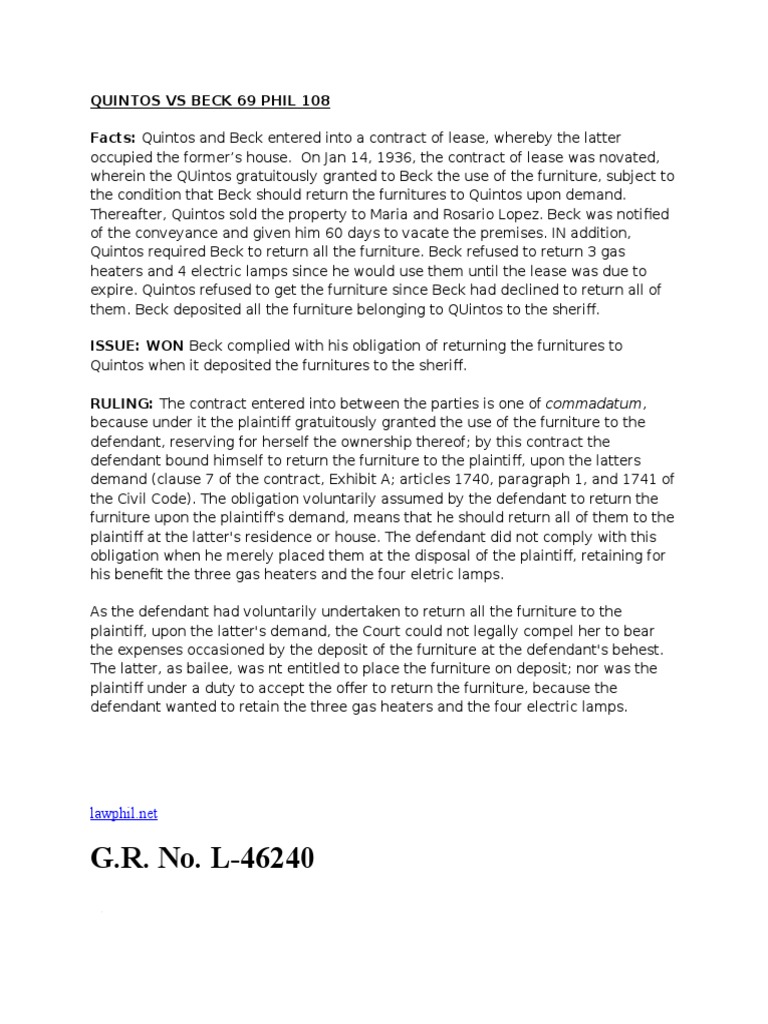 Quintos V Beck Download Free PDF Lease Social Institutions