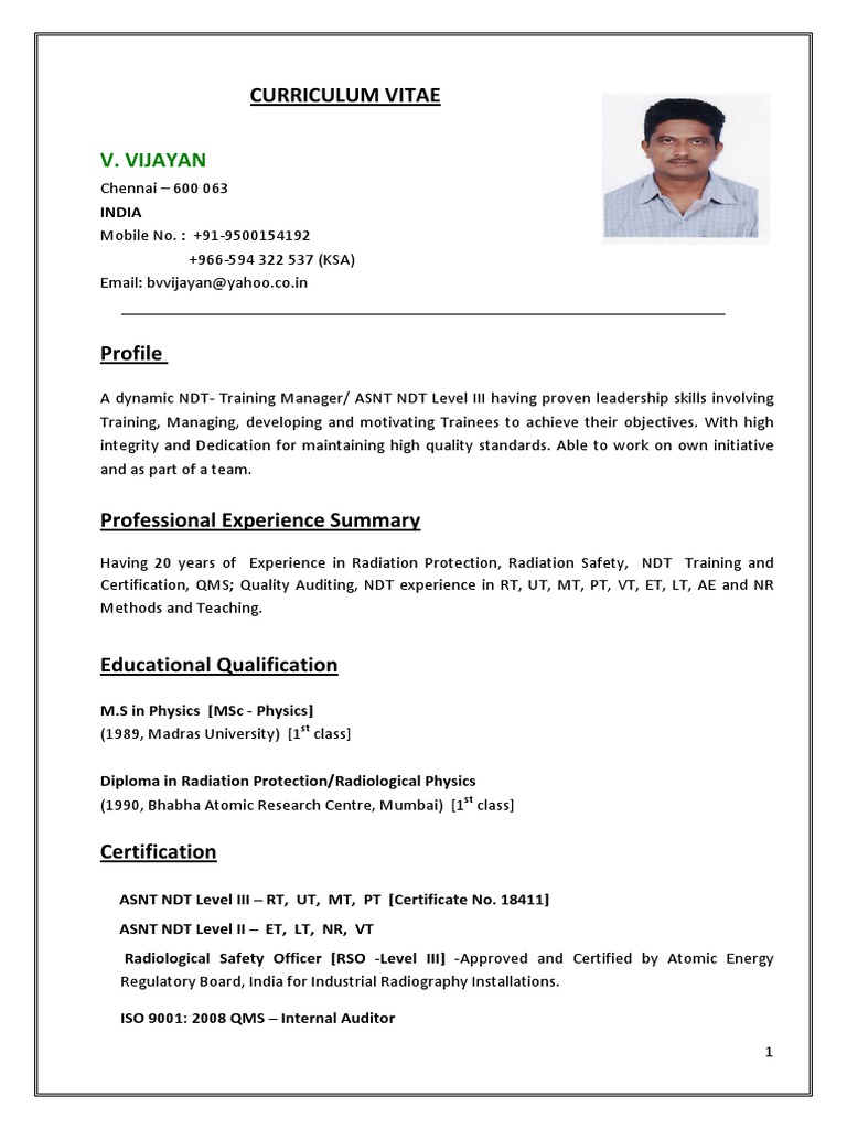 V Vijayan Asnt Ndt Level Iii Radiation Protection Radiography
