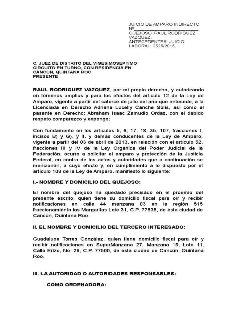Juicio de Amparo Indirecto | PDF | Caso de ley | Demanda judicial