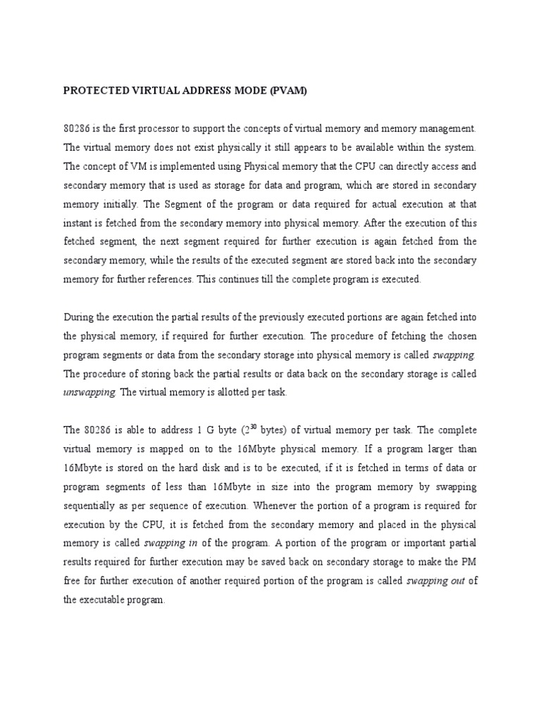 80286 Protected Virtual Address Mode | PDF | Computer Data Storage ...