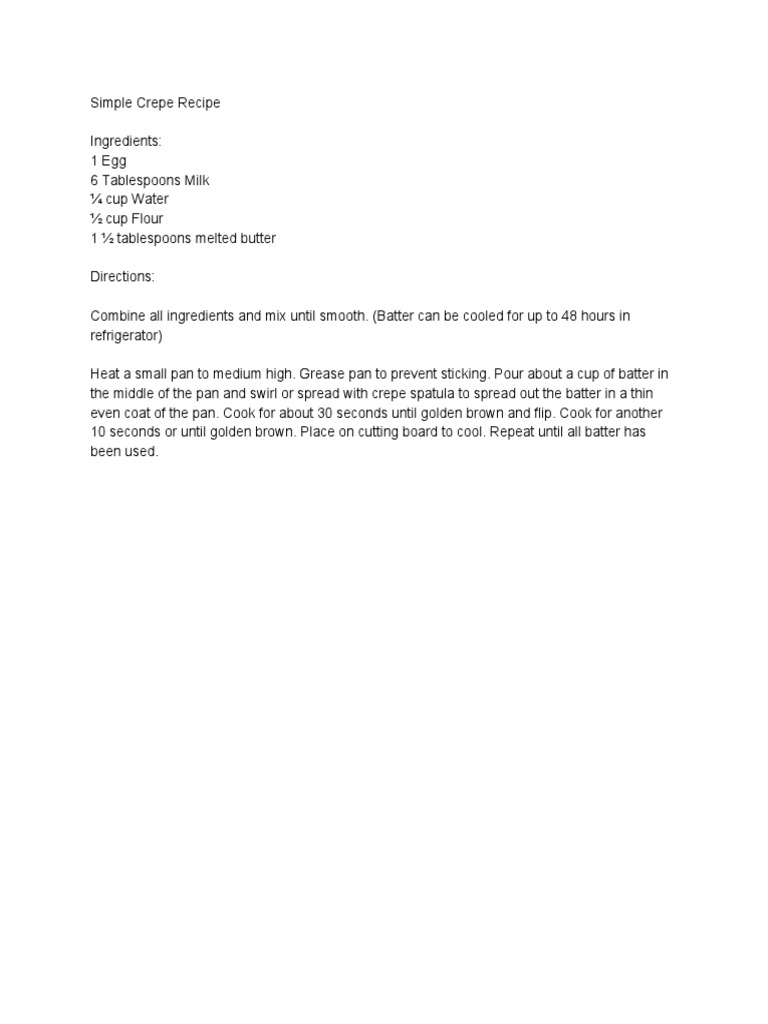 Simple Crepe Recipe | PDF | Self-Improvement | Wellness