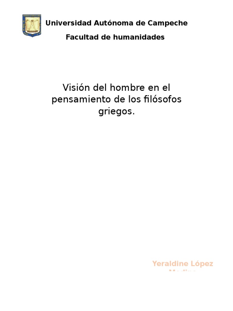 Visión Del Hombre en El Pensamiento de Los Filósofos Griegos. | PDF