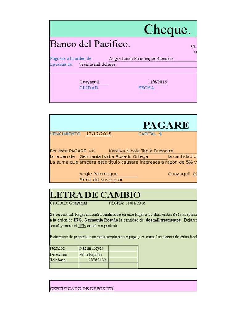 Documentos Negociables y No Negociables. | PDF | Cheque | Euro