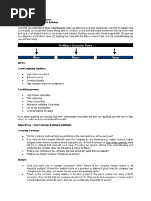 Building an Investment Thesis