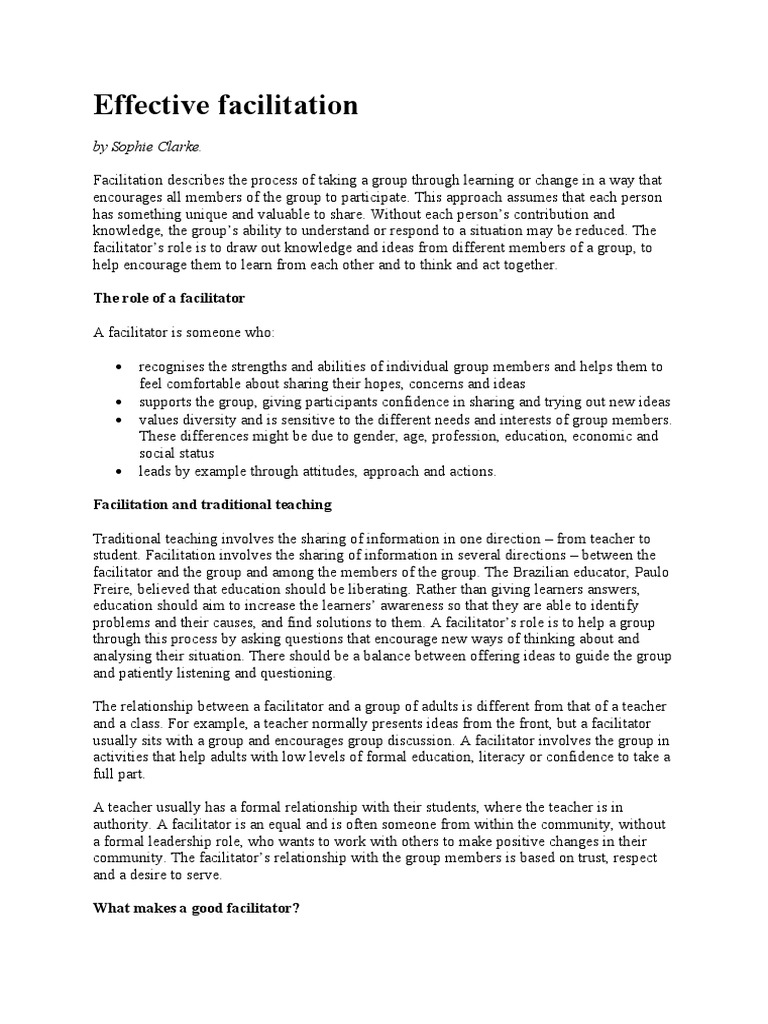 Effective Facilitation | PDF | Educational Psychology | Facilitator