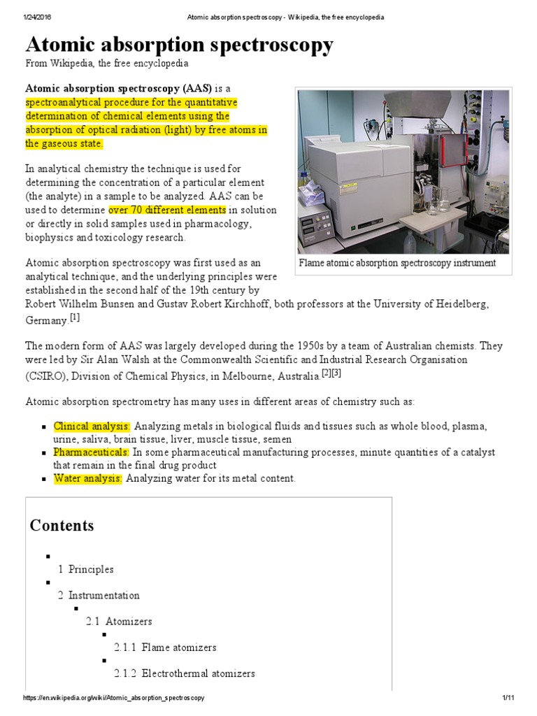 Atomic Absorption Spectroscopy Wikipedia, The Free Encyclopedia PDF