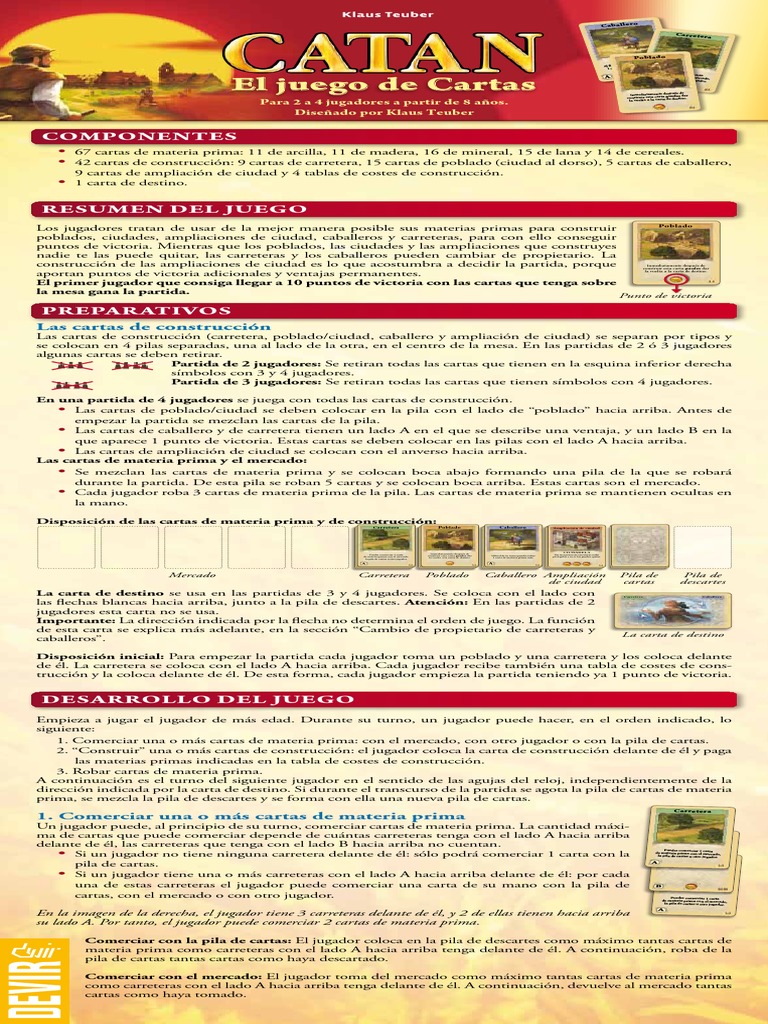 Catan Juego de Cartas Reglas | PDF | Ocio | Deportes
