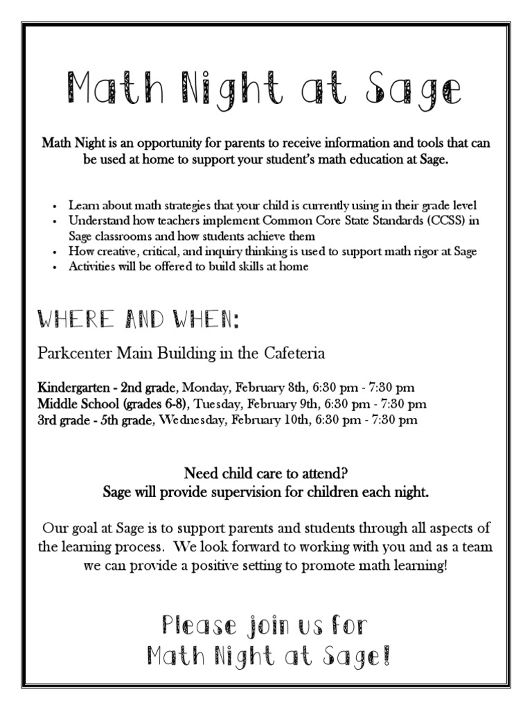 Math Night at Sage | PDF
