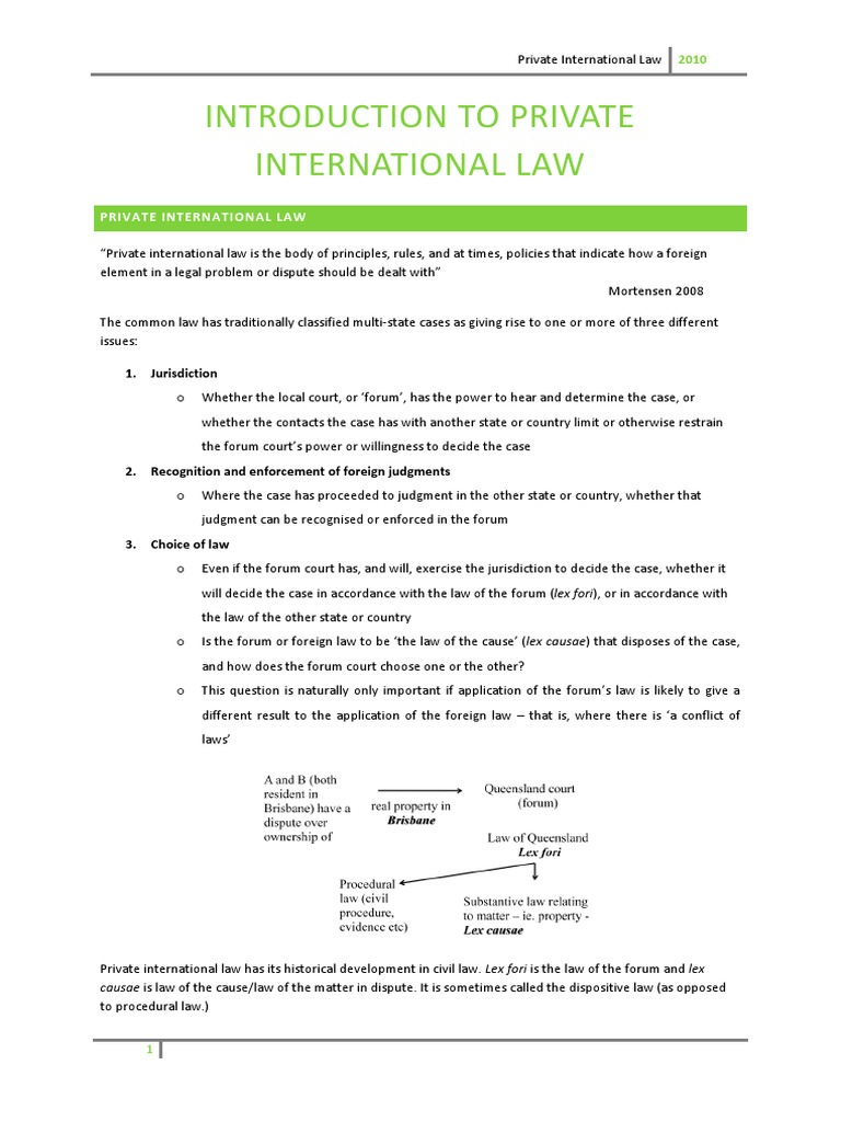 Private International Law Notes PDF Choice Of Law Jurisdiction