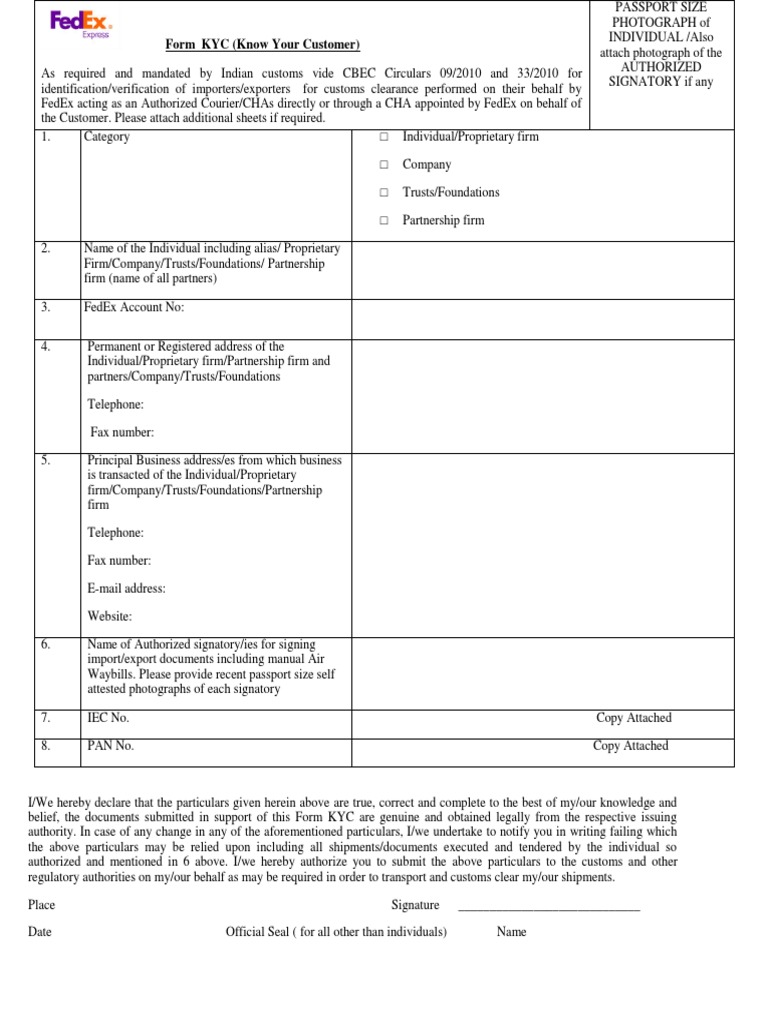 Dementsprechend Sollen Jede Empfanger Und Importeure Mit Sitz Einheit Indien Unabhangig Von Dem Sendungswert Kyc Dokumente Zugunsten Samtliche Nicht Dokumenten Kyc Und Poa Dokumente