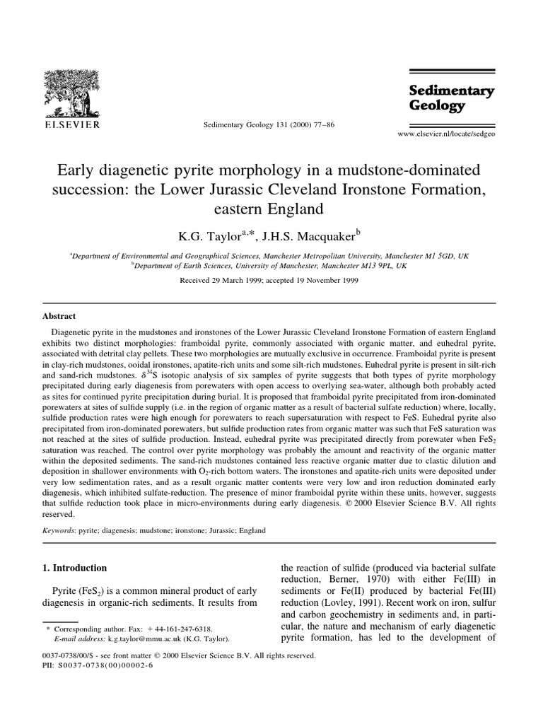 Framboidal Pyrite in Jurassic Mudstones | PDF | Sedimentary Rock | Iron