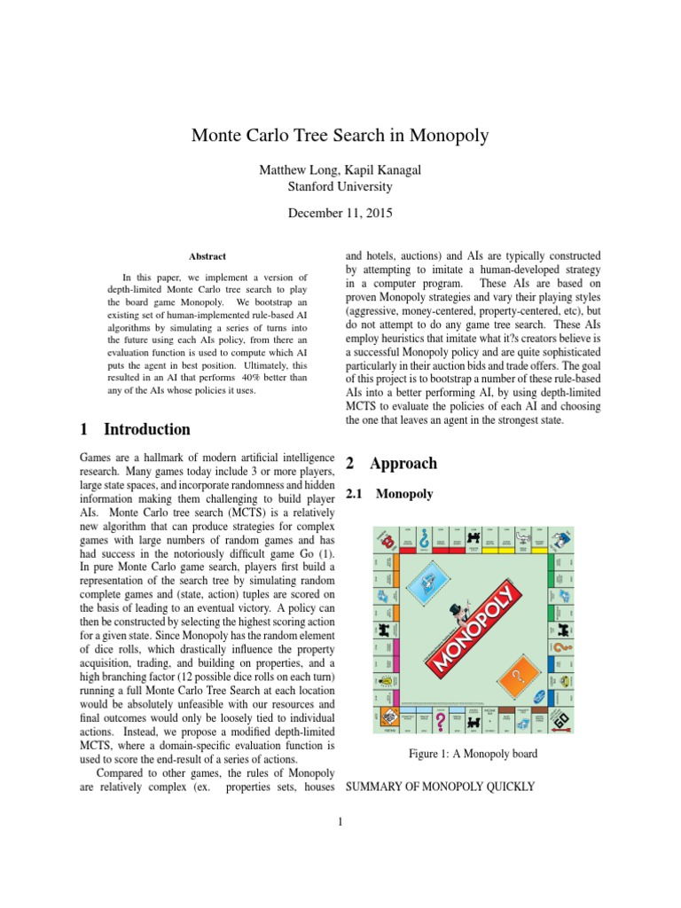 Monte Carlo Tree Search for Monopoly AI | PDF | Artificial Intelligence ...