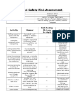 Health and Safety Risk Assessment: Activity Hazard Risk Rating (0 Low, 5 High) Solution