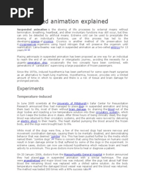 Suspended Animation Explained Pdf Medical Specialties Medicine