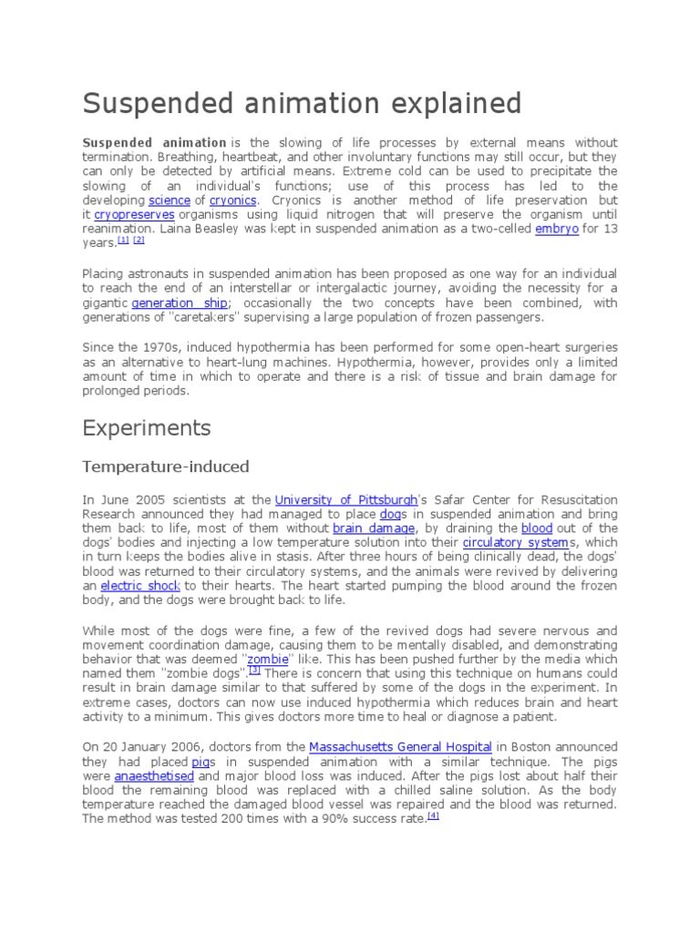 Suspended Animation Explained Medical Specialties Medicine
