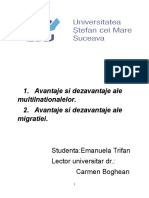 Avantaje si dezavantaje ale migratiei si a corporatiilor multinationale