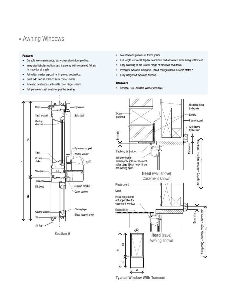 Awning Window Detail Drawings | PDF | Technology & Engineering