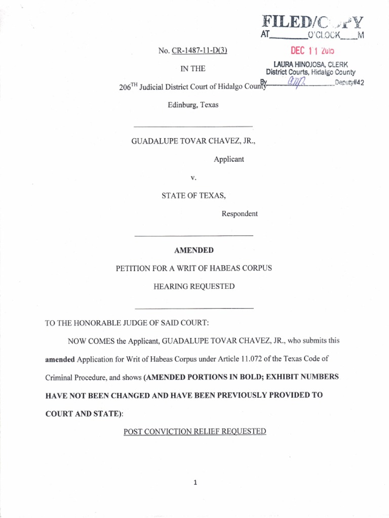 Writ of Habeas Corpus CR148711D PDF