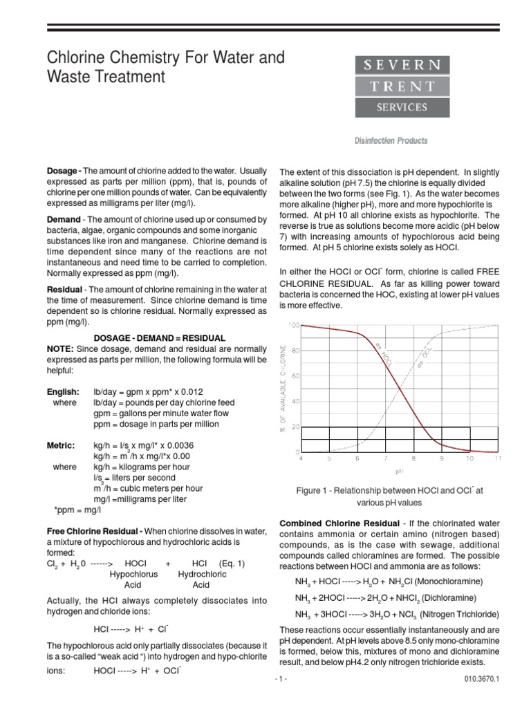 Chlorine Chemistry for Water and Wastewater Treatment Chlorine