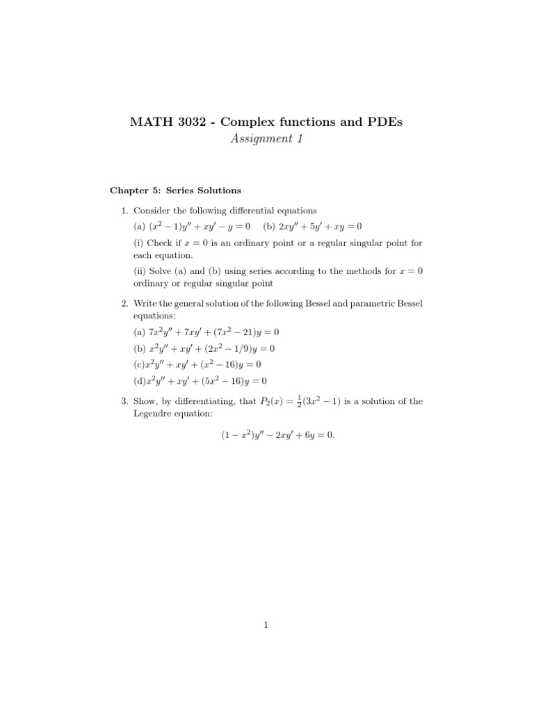 Series Solutions in Complex Functions | PDF