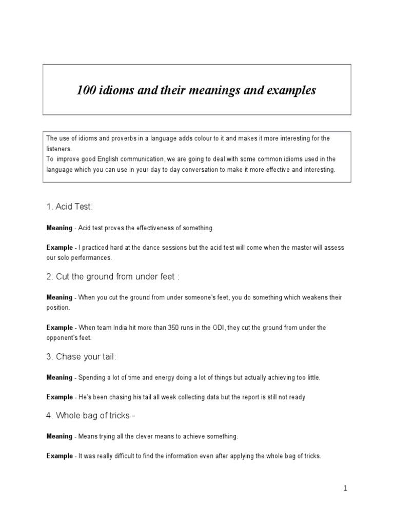 100 Idioms And Their Meanings And Examples Feeling Emotions