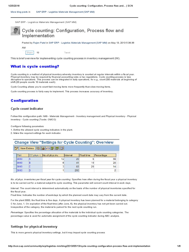 Cycle Counting Configuration, Process Flow and Implementation by Rajen ...