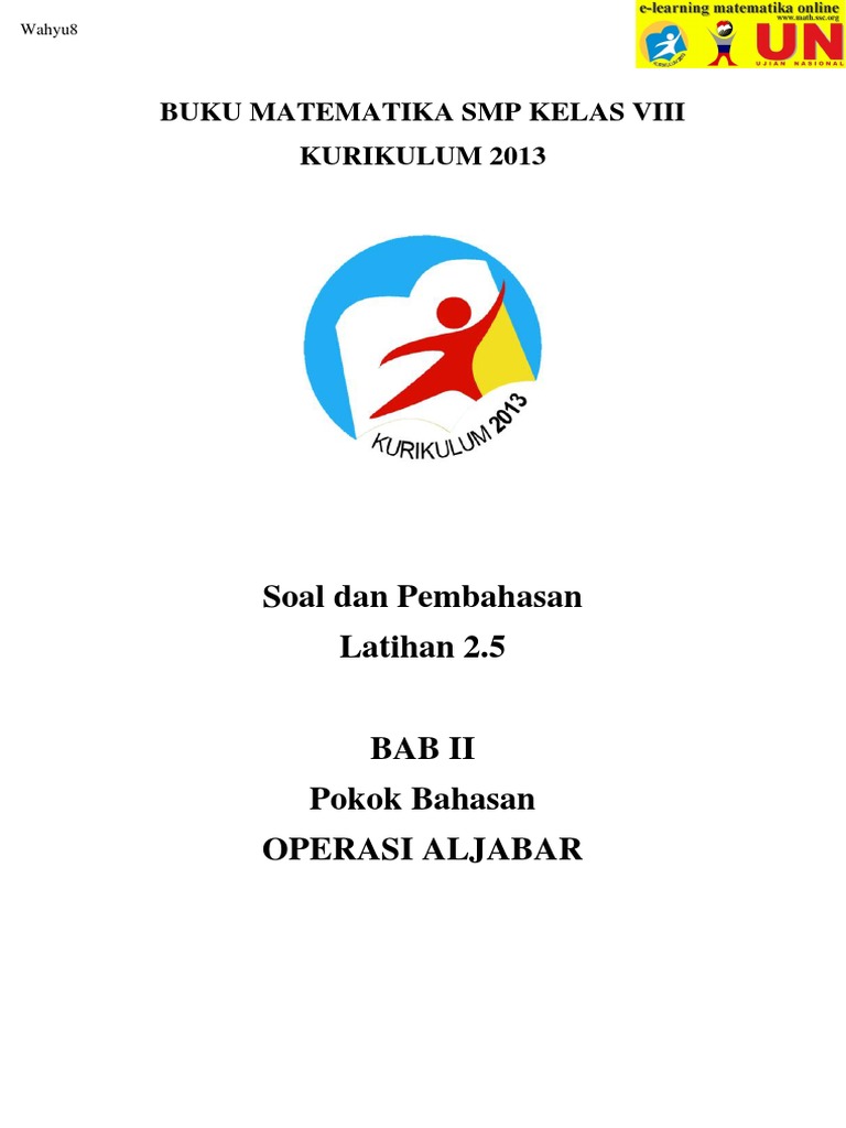 Solusi Latihan 2 5 Matematika Smp Kelas 8 Kurikulum 2013