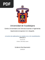 Arrastre de Sedimentos en Canales Con y Sin Revestimiento