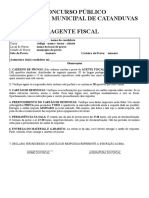 Concurso Público Prefeitura Municipal de Catanduvas Agente Fiscal