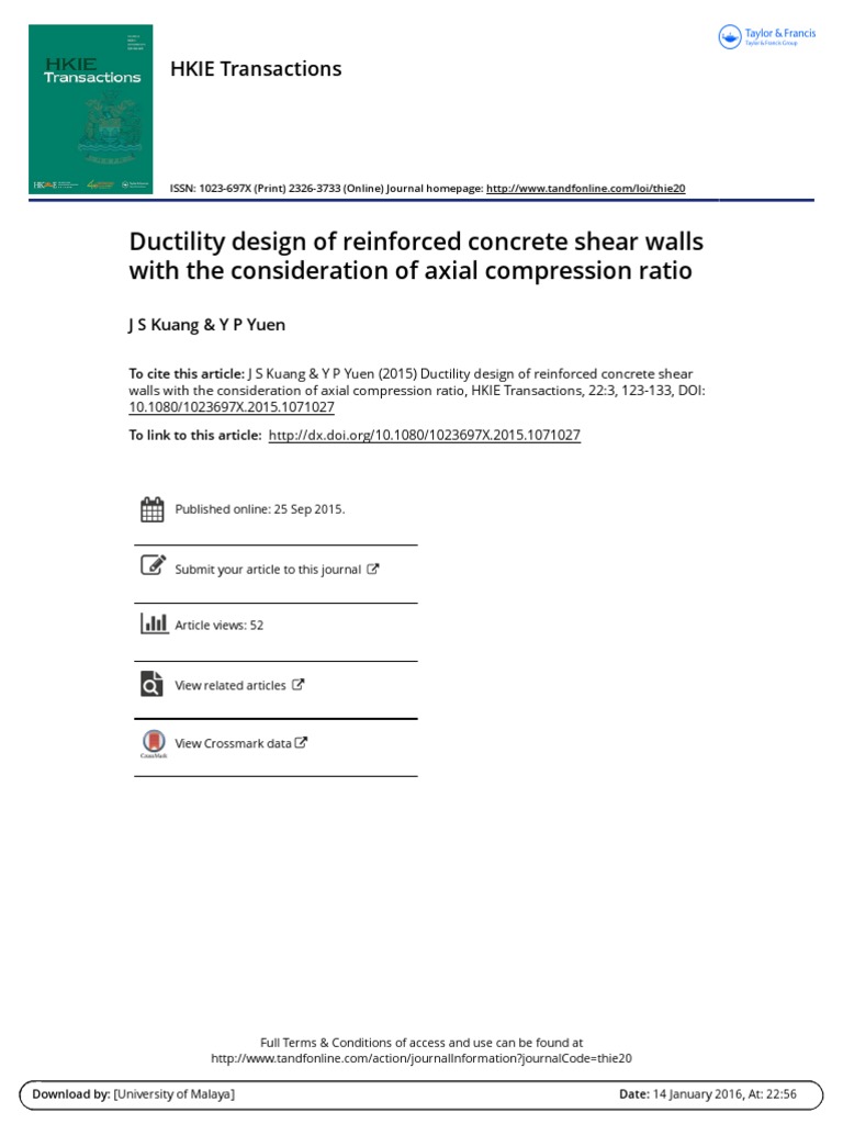 Ductility Design of Reinforced Concrete Shear Walls | PDF | Strength Of ...