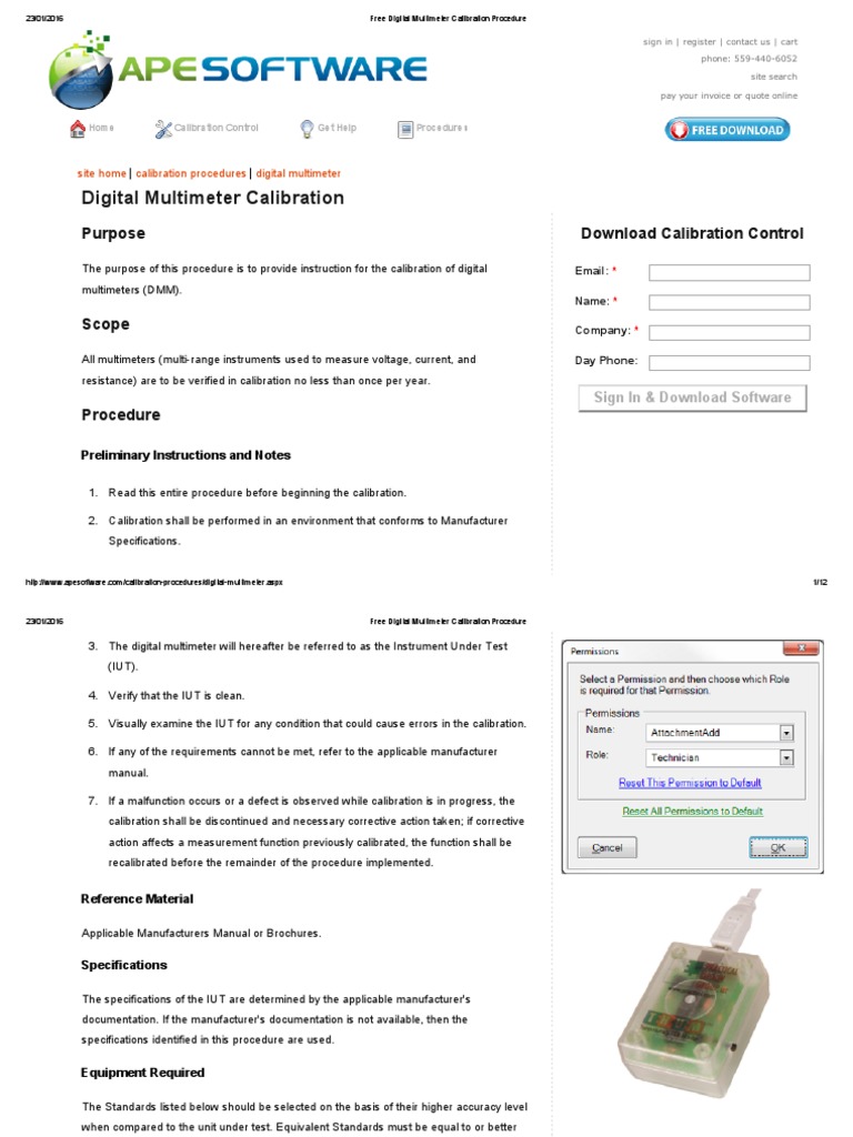 Free Digital Multimeter Calibration Procedure | Calibration