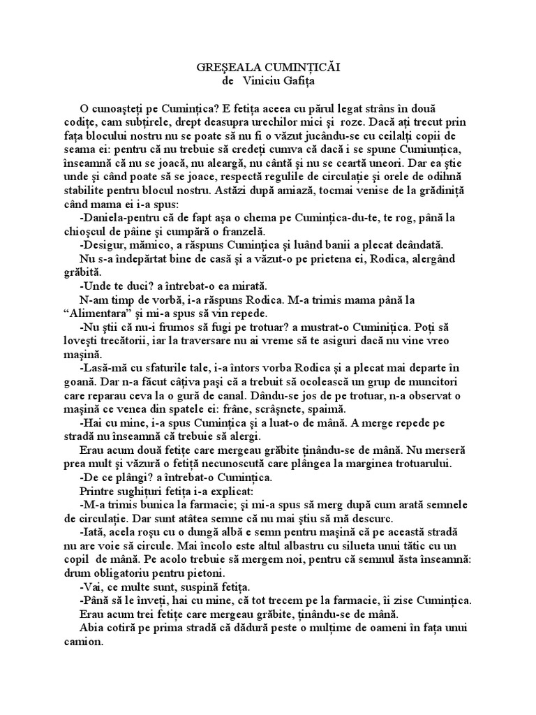 Proiect Gresela Cuminticai | PDF