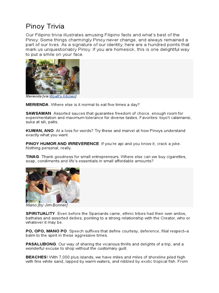 Fun Filipino Trivia and Facts | PDF | Philippines | Foods