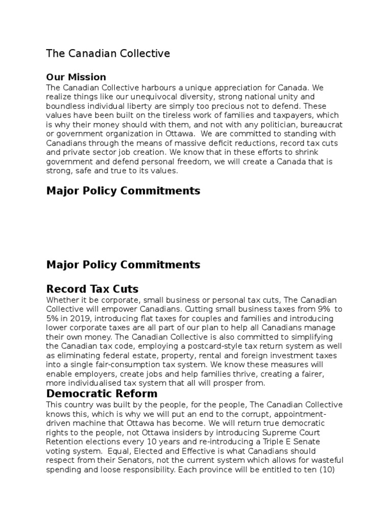 Canadian Collective: Policies for Prosperity | PDF | Canada | Immigration
