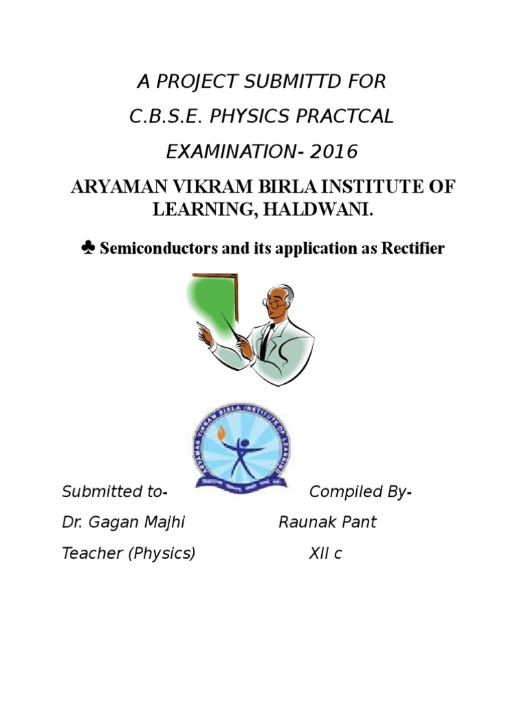 Full Wave Rectifier Project Class 12 PDF Rectifier Semiconductors