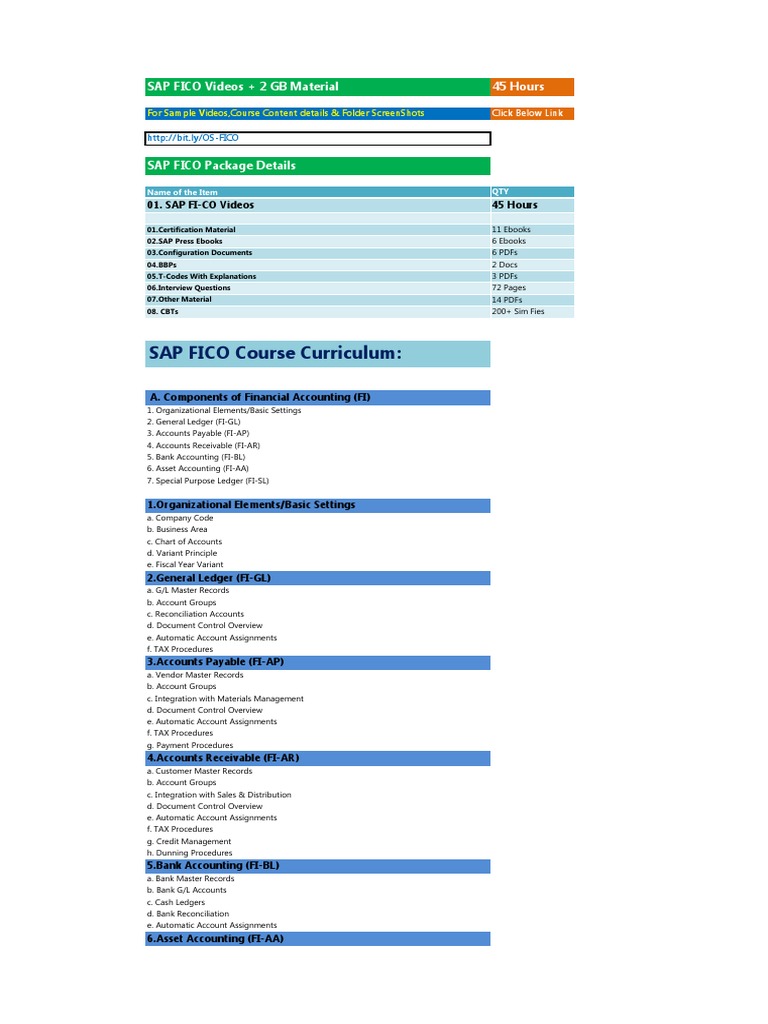 SAP FICO Course Content Details | PDF | Management Accounting | Profit ...